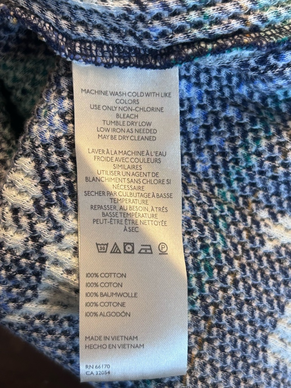 NWT $68 WE THE FREE FREE PEOPLE  BLISSFUL LAYERING TEE TOP WAFFLE NAVY PRINT XS - Picture 12 of 13